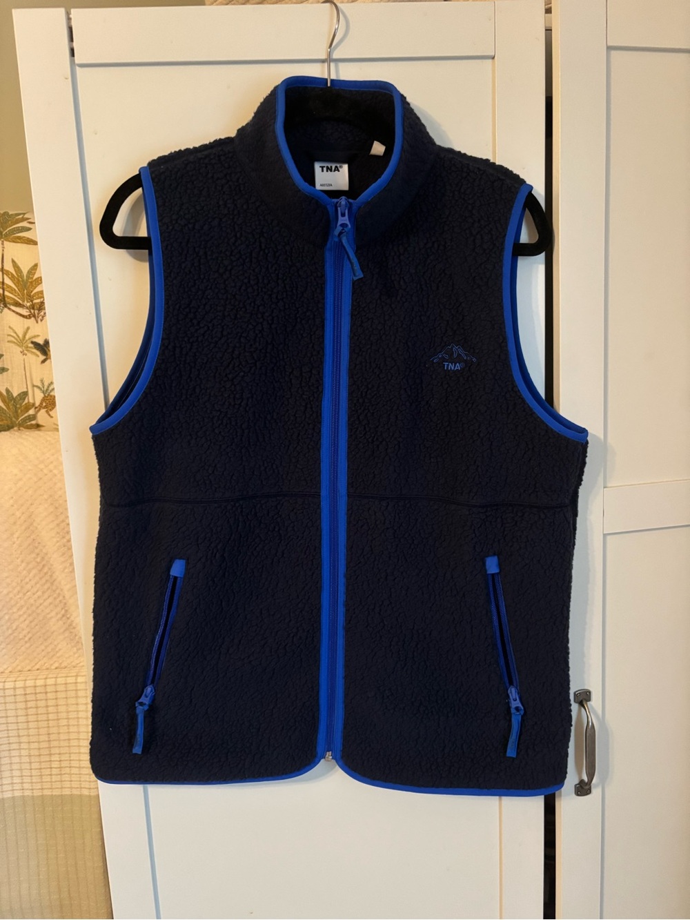 TNA Navy Fleece Vest with Blue Trim